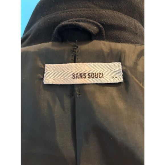 Sans Souci Faux Suede Moto Jacket Attached Belt Zipper Close & Pockets S - Picture 8 of 8